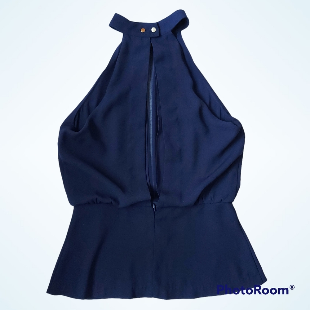 Dynamite Halter Peplum Top, Blue, Small - Picture 5 of 10